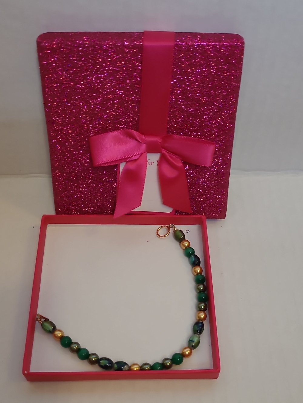 Vintage Green and Gold Beaded Women's Bracelet